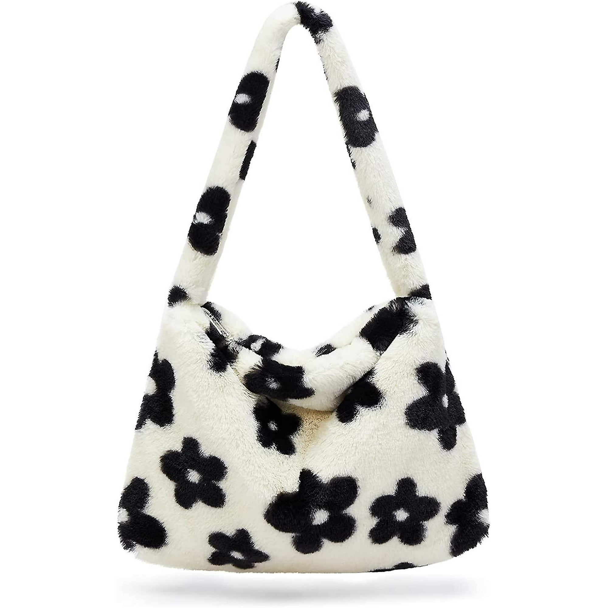 Fluffy Furry Tote Bag Large Fuzzy Bag Cute Plush Bag Zipper Women Girl Faux Fur Shoulder Handbag Purse For Autumn And Winter