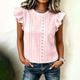 thumbnail image 4 of Molidfa Women's Top Casual Crew Neck Stretchable Sleeveless Regular Pullover Drop Shoulder Casual Flutter Tops, 4 of 5
