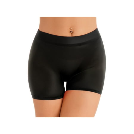 Zaldita Women s Silky Sheer Ultra-Thin Shorts See Through Safety Booty Shorts Boyshort Panty Black One Size