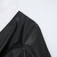 thumbnail image 5 of Femmes Faux Cuir à Col Manches Longues Taille Élastique une Ligne Robe Décontractée Mode Noir Mignon Mini-Robe, 5 of 5