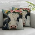 thumbnail image 3 of Shiartex Pillow Covers Abstract Funny Animal Cow with Flower Wreath Throw Pillow Covers Farm Animal Pillow Case Square Pillowcase Cushion Cover for Home Sofa Couch Car Decoration White, 3 of 5