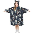 thumbnail image 6 of Dailycode Wearable Blanket Hoodie Oversized Sherpa Flannel Blankets with Pocket for 3-14 Year Old Cartoon Rabbit Astronaut, 6 of 7