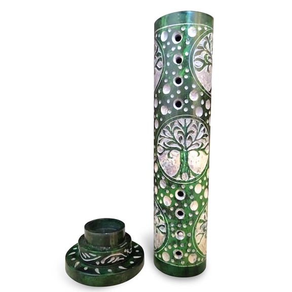 Soapstone Incense Tower Green - Size - 3" x 3" x 10"