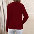 thumbnail image 4 of Womens V Neck Sweaters Lapel Long Sleeve Casual Soft Cozy Cable Knitted Sweater Pullover Solid Color Comfy Sweater Tops Womens Clothes, 4 of 6