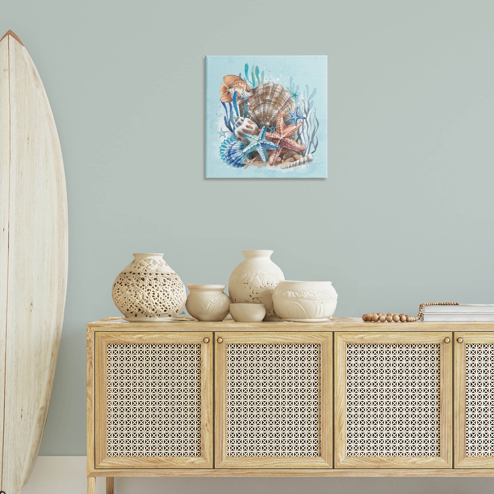 Stupell Industries Seashell Still Life Coastal Painting Gallery Wrapped Canvas Art Print Wall Art, 24 x 24