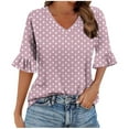 thumbnail image 2 of mfyjkho Tops Bohemios Para Mujer, Blusa Informal Con Cuello En V, Mangas Cortas Y Estampado Para Mujer Tops Para Salir L, 2 of 5