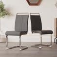 thumbnail image 2 of Modern Dining Chairs Set of 2 With Soft PU Faux Leather Cushion And C-shaped Tube Metal Base, High Back Upholstered Side Chair for Dining Room, Kitchen, Vanity, Patio, Club, Office, Grey+Sliver, 2 of 9