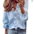 thumbnail image 2 of Minnieouse Blusa Estampado Verano Camisa Estampado Verano Manga Larga Cuello V Trabajo Mujer Top Prendas para la parte del cuerpo Azul S Minnieouse AP003018-13, 2 of 6