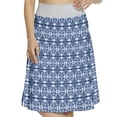 thumbnail image 1 of Women's Ethnic Folkloric Mediterranean Art A-line Printed Skirt Casual Wear, L, Night Blue and White, by Ambesonne, 1 of 1