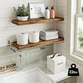 thumbnail image 4 of Wood Floating Shelves for Wall, 22" Long Wall Mounted Shelves for Living Room, Bedroom, Bathroom and Kitchen, Wall Shelves for Storage, Books, Room Decor (Rustic Brown, Set of 2), 4 of 14