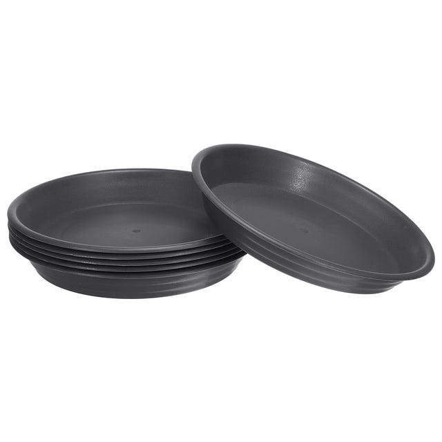 Unique Bargains Plant Saucers 9 Inch, 6 Pack Round Plastic Flower Pot Plant Tray, Gray