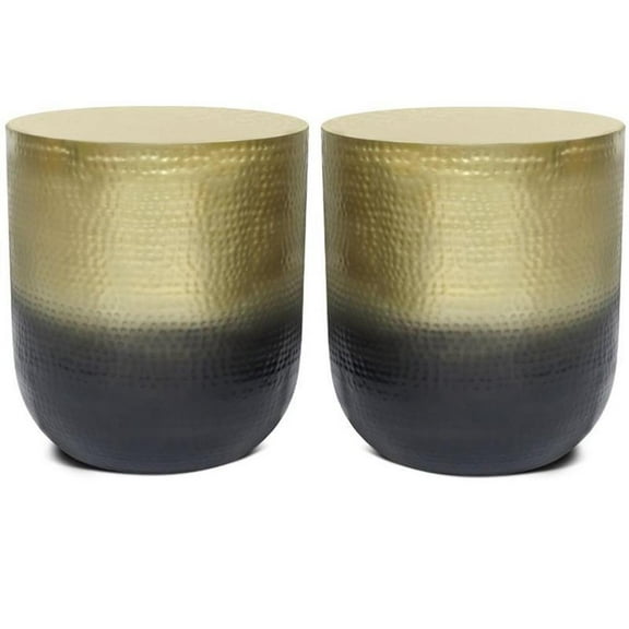 Home Square 2-Piece Furniture 19" Metal Side Table Set in Gold Ombre