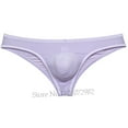 thumbnail image 5 of Botmois 2 PACK Micro Briefs Men's Underwear Bikini Pucker Back Male Slip Low-rise Brazil Underpants Ultrathin Comfy Beach Brief Silky 2P-light pink/gray purple X, 5 of 5