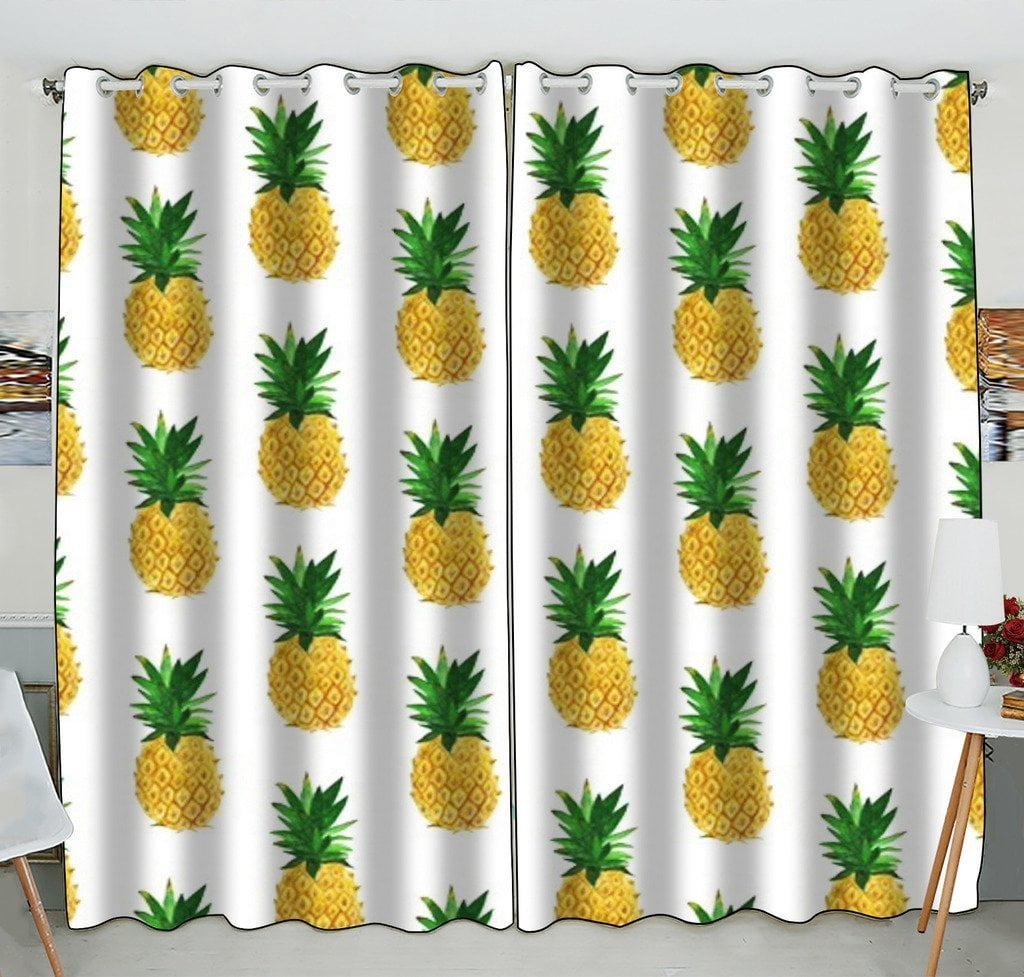 GCKG Pineapple Background Window Curtain Kitchen Curtain Size 52(W) x ...