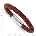 thumbnail image 4 of Chisel Stainless Steel Brown Leather 8.5in Bracelet, 4 of 5