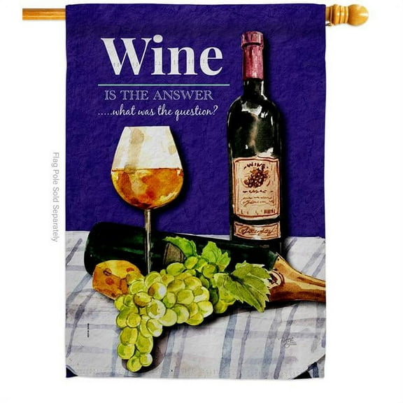 Breeze Decor H117062-BO Wine the Answer Beverages 28 x 40 in. Double-Sided Decorative Vertical House Flags for Decoration Banner Garden Yard Gift