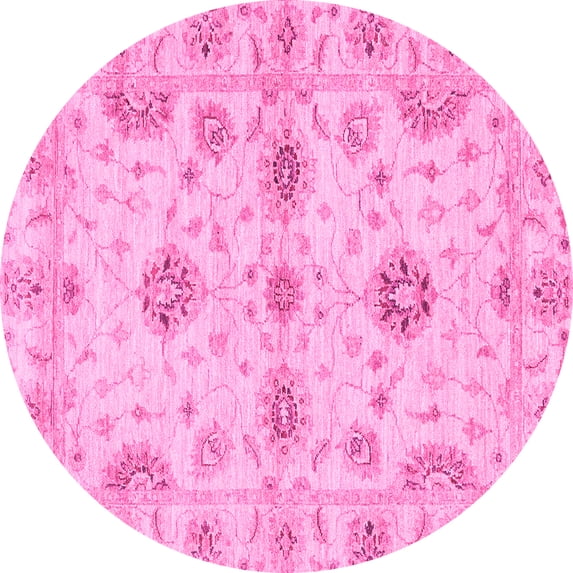 Ahgly Company Indoor Round Oriental Pink Traditional Area Rugs, 4' Round