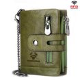 thumbnail image 1 of Ciaoed Men Genuine Leather RFID Anti-scanning Anti-Theft Zipper Wallet With Chain - Green, 1 of 9