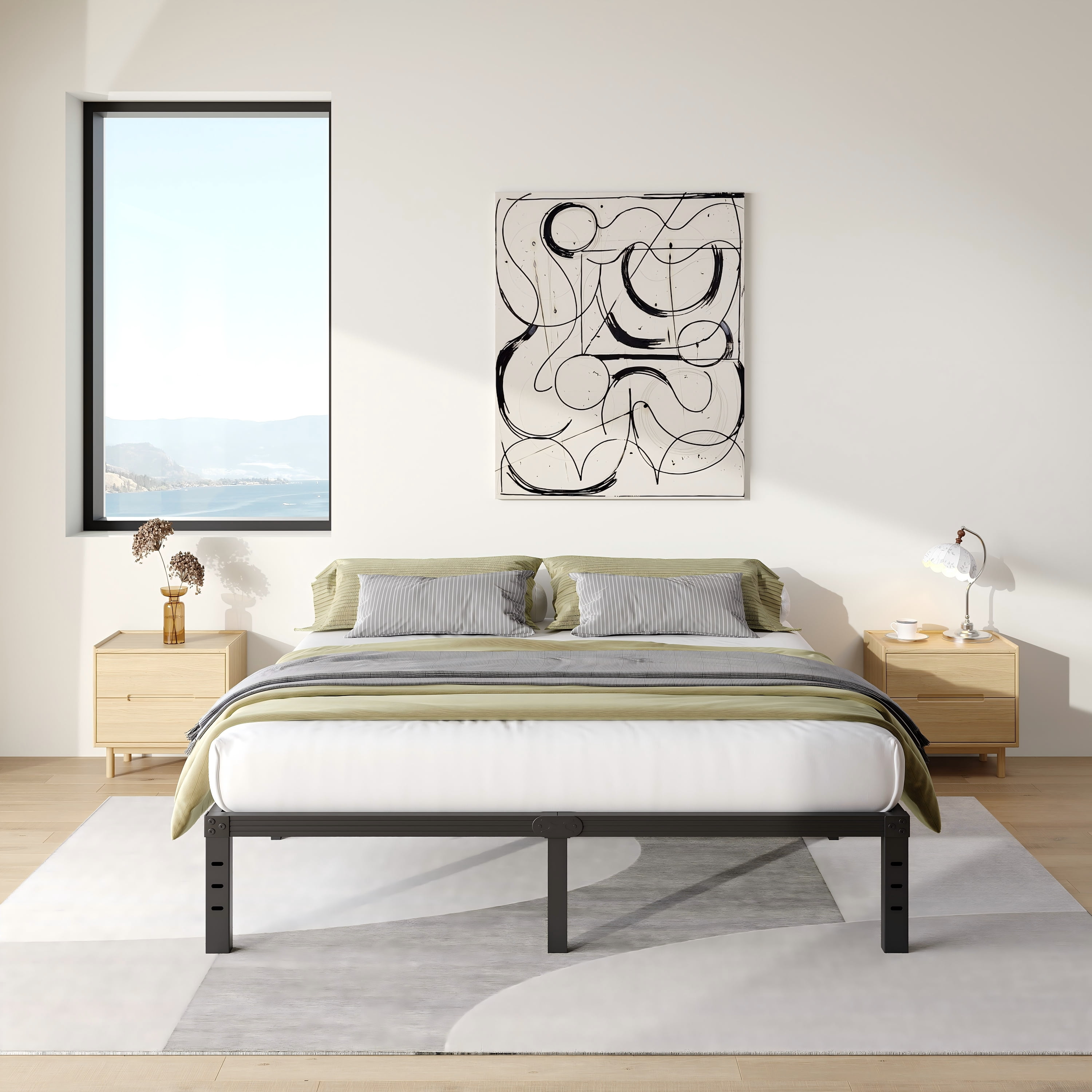 COMASACH 14 inch Queen Bed Frame, Easy Assembly, No Box