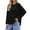 Black, variant on Breezora Womens 3/4 Sleeve V Neck Eyelet Crop Top 2025 Fall Fashion Casual Breathable Tee Shirt L Size Black