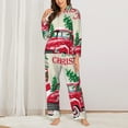 thumbnail image 3 of Junzan Merry Christmas 1 Print Womens Pajama Sets,Long Sleeve Button Down For Women Pjs 2 Piece, 3 of 9