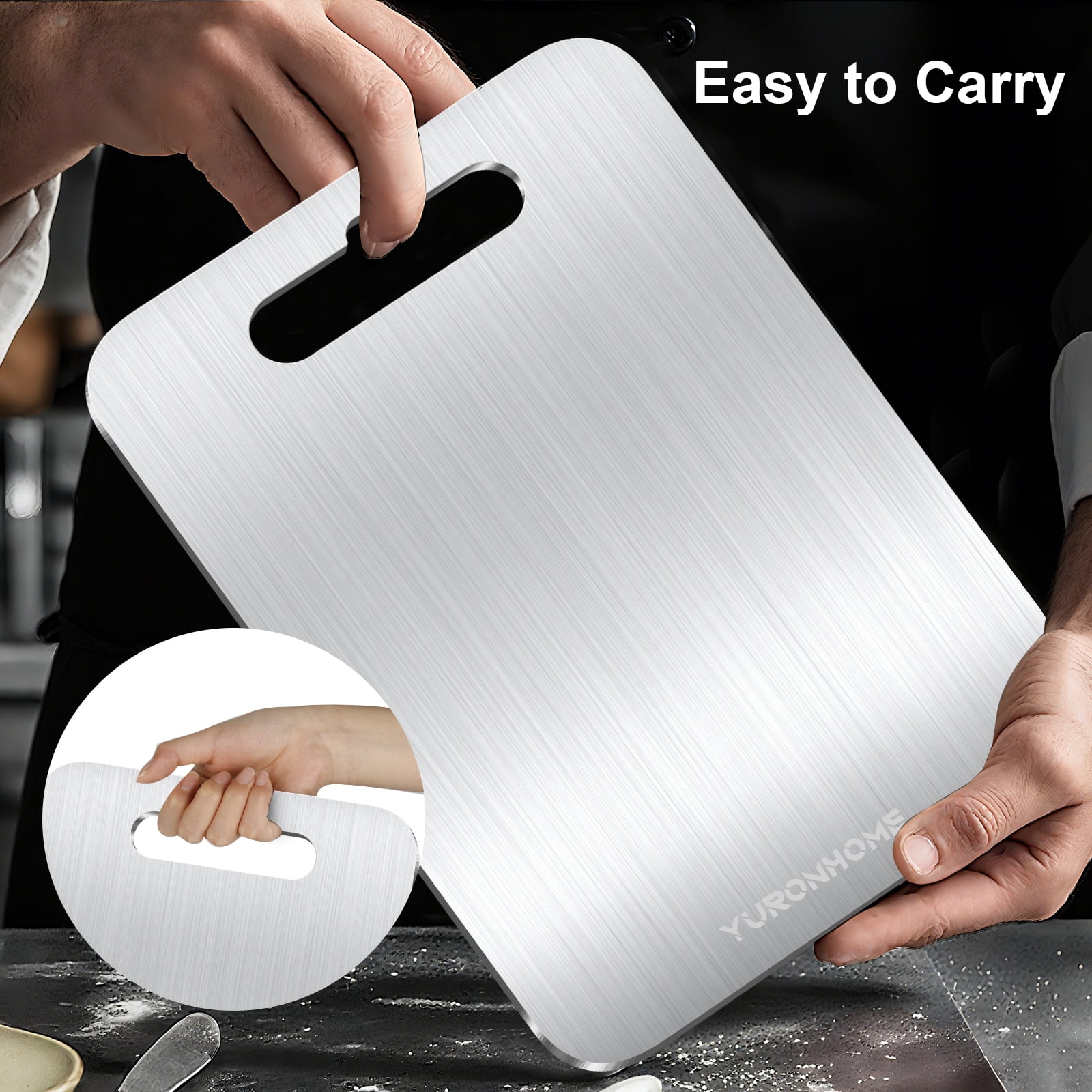 YuronHome Titanium Cutting Boards For Kitchen, 100% Pure Cut Titanium Cutting Board, Food Grade Quality,Easy To Clean And Will Not Absorb Odors, Suitable For Kitchen Or Outdoor Camping