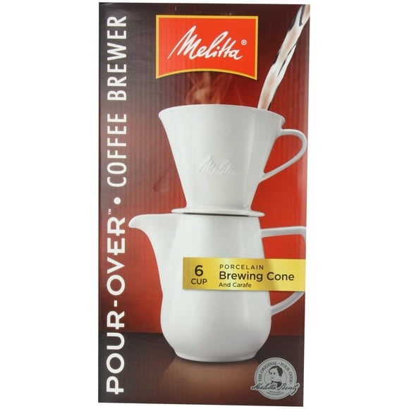 Melitta - Cafetera de émbolo con taza de viaje, 2 unidades, 6 tazas con jarra de porcelana, Porcelai