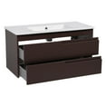 thumbnail image 3 of Modern Wall-Mounted Bathroom Vanity with Washbasin | Judi Brown Matte Collection | Non-Toxic Fire-Resistant MDF-40"-Omega Collection R-line 24", 3 of 4