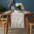 thumbnail image 2 of Easter Table Runner - 90 Inch Long, Kitchen Dining Table Runner Dresser Scarves, Country Gnomes Rabbit Colorful Eggs Flowers Treill Farmhouse Decor for Coffee Tables Wedding Party Banquet, 2 of 8