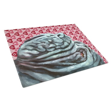 Neapolitan Mastiff Hearts Love and Valentines Day Glass Cutting Board Large