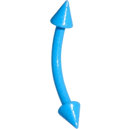 Speed Glow Gauges Body Candy Blue Plated Steel Cone End Glow in the Dark Curved Eyebrow Ring 16 Gauge 3/8