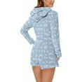 thumbnail image 5 of aohooy Adult Onesies for Women Plus Size Graphic Winter Sherpa Plush Shorts Pajamas Hooded Ears Fleece Zipper Sleepwear Long Sleeve Jumpsuit Light Blue,XXL, 5 of 5