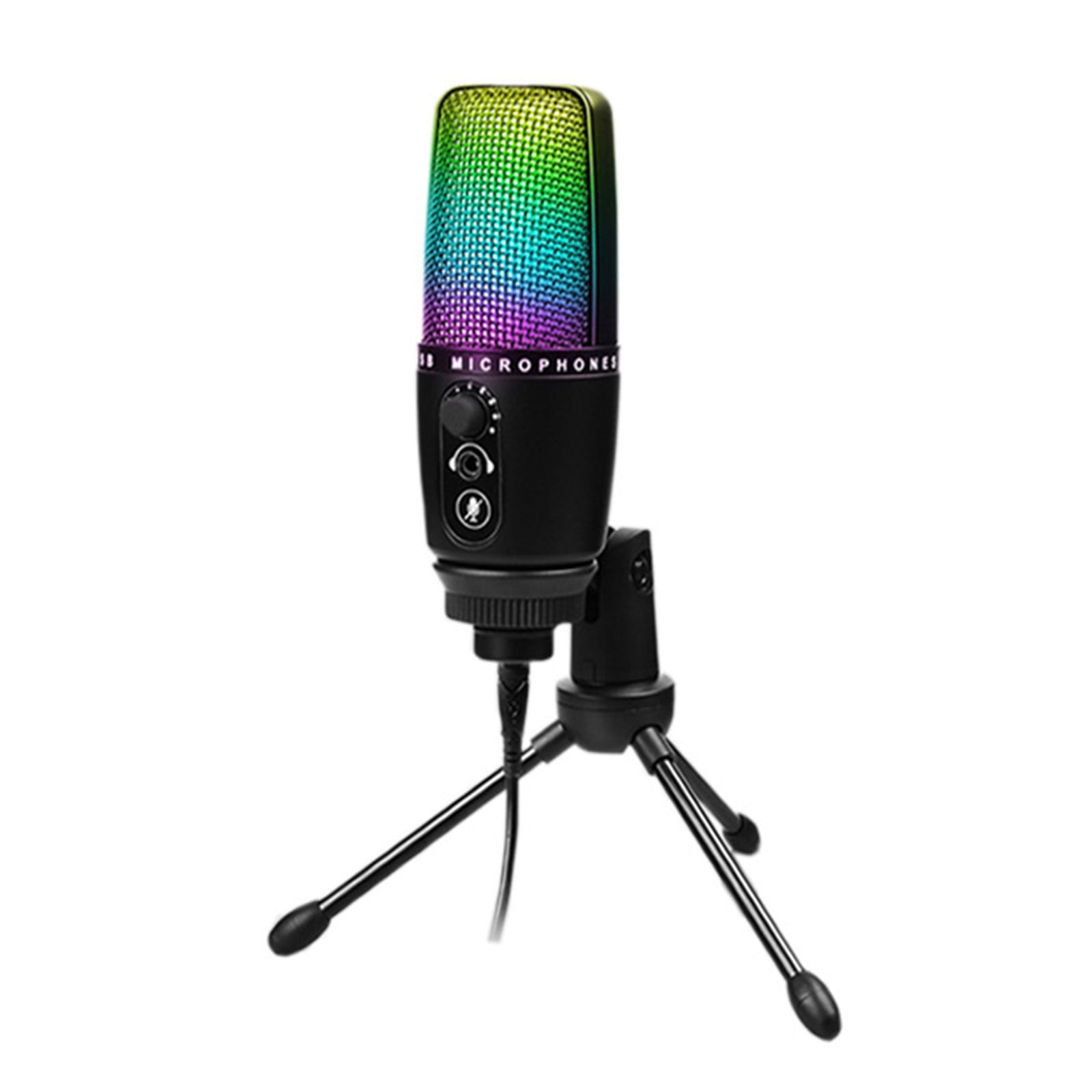 Fugtighed Fjerde identifikation RKSTN USB Microphone Desktop, Podcast Microphone, PC Gaming Mic,  Perceptible Noise Reduction RGB Lighting,for Recording Vocals Voice Overs -  Walmart.com