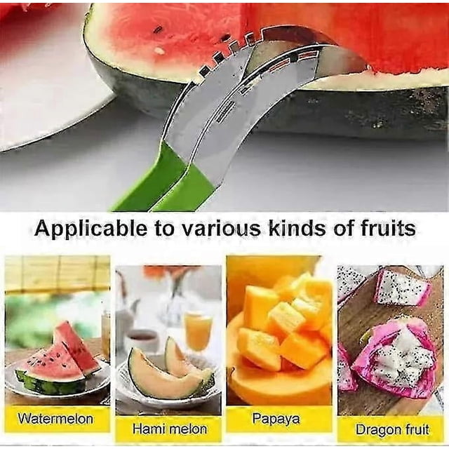Cortador de sandía de acero inoxidable: utensilio de cocina esencial para cortar frutas, verde