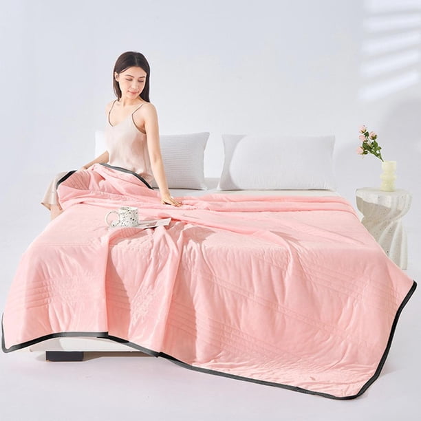 Edredón de verano suave y lavable, agradable para la piel – Manta transpirable con aire acondicionado para climas cálidos, ropa de cama de algodón ligera para dormitorio, residencia estudiantil