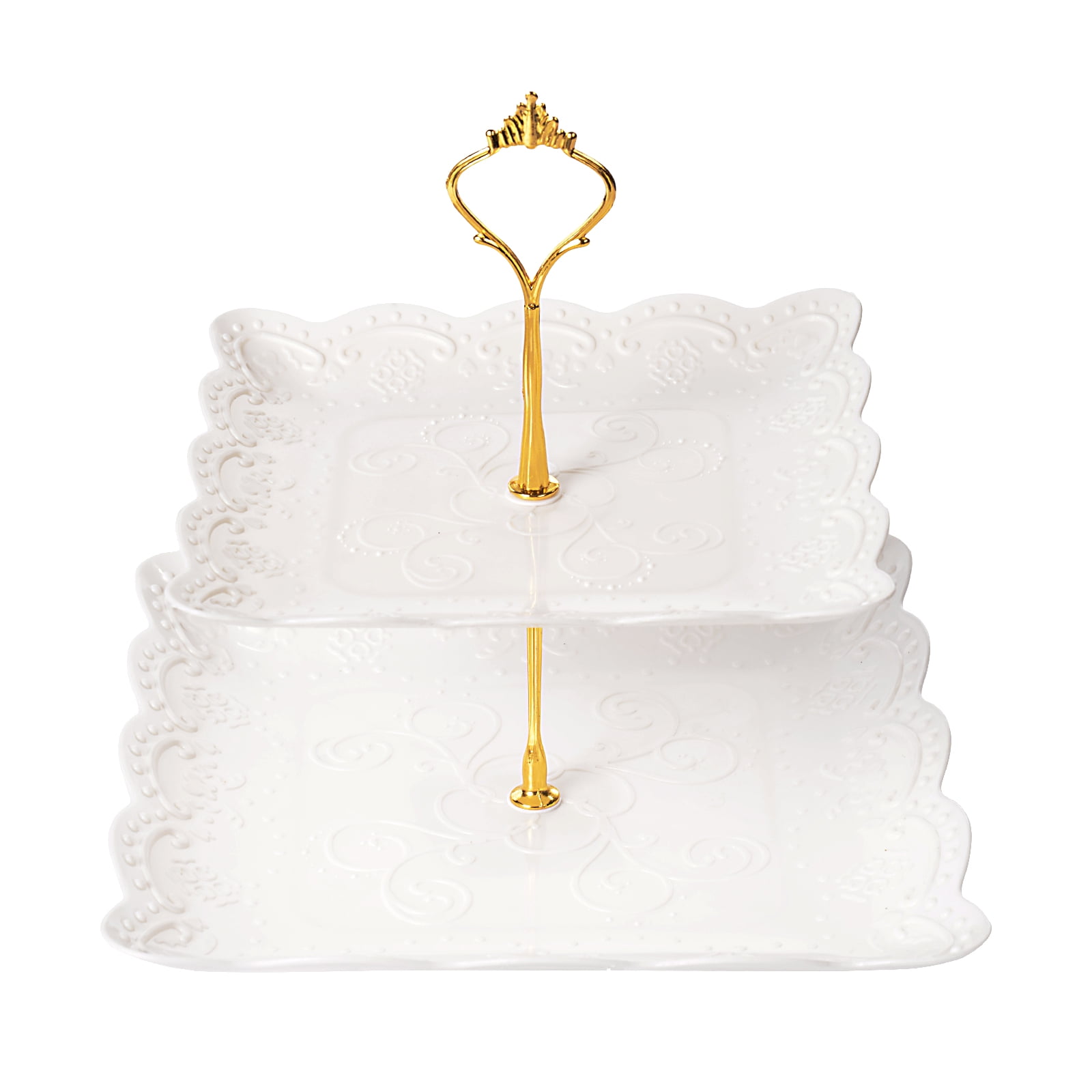 Pudcoco Creative Two Layers Cake Plate Birthday Party Snack Cupcake