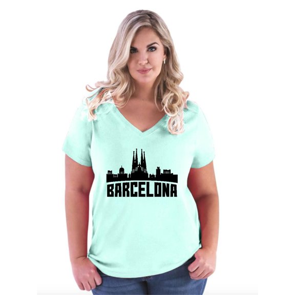 NIB - Women's Plus Size V-neck T-Shirt - Barcelona