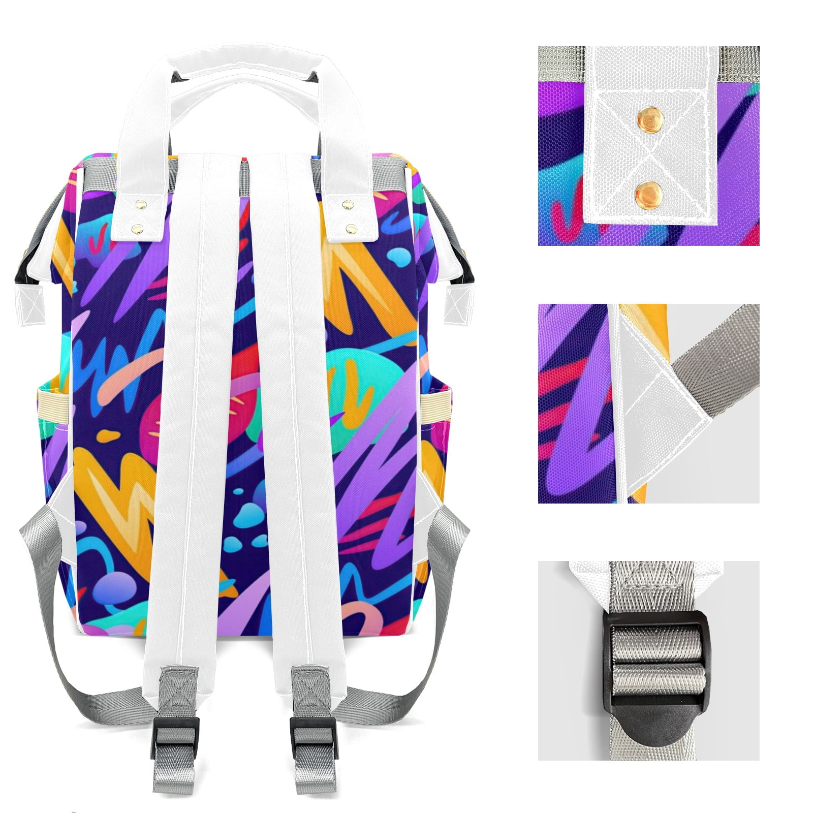 Abstract Geometric Pattern Diaper Bag Backpack – Large Capacity, Insulated Baby Bottle Pocket, Multifunctional Mommy Bag for Boys & Girls