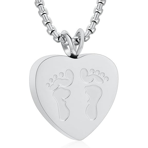 Footprint Urn Necklace for Ashes Heart Cremation Jewelry for Ashes Foot Print Urn Necklace for Ashes Memorial Ashes Keepsake Locket of Loved One