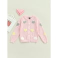 thumbnail image 2 of Honganda Pull pour Enfants, Motifs Cœurs Col Rond Cardigan à Manches Longues Tricoté, 2 of 9