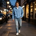 thumbnail image 5 of Men's Quarter Zip Long Sleeve Shirts Cable Knit Mock Neck Polo Sweater Casual Pullover Sweater, 5 of 5