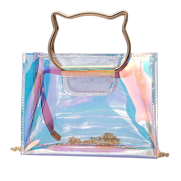 MUSOIE Mini Hologram Clear Cross Body Purse for Women Shoulder Bag Handbag for Prom Party