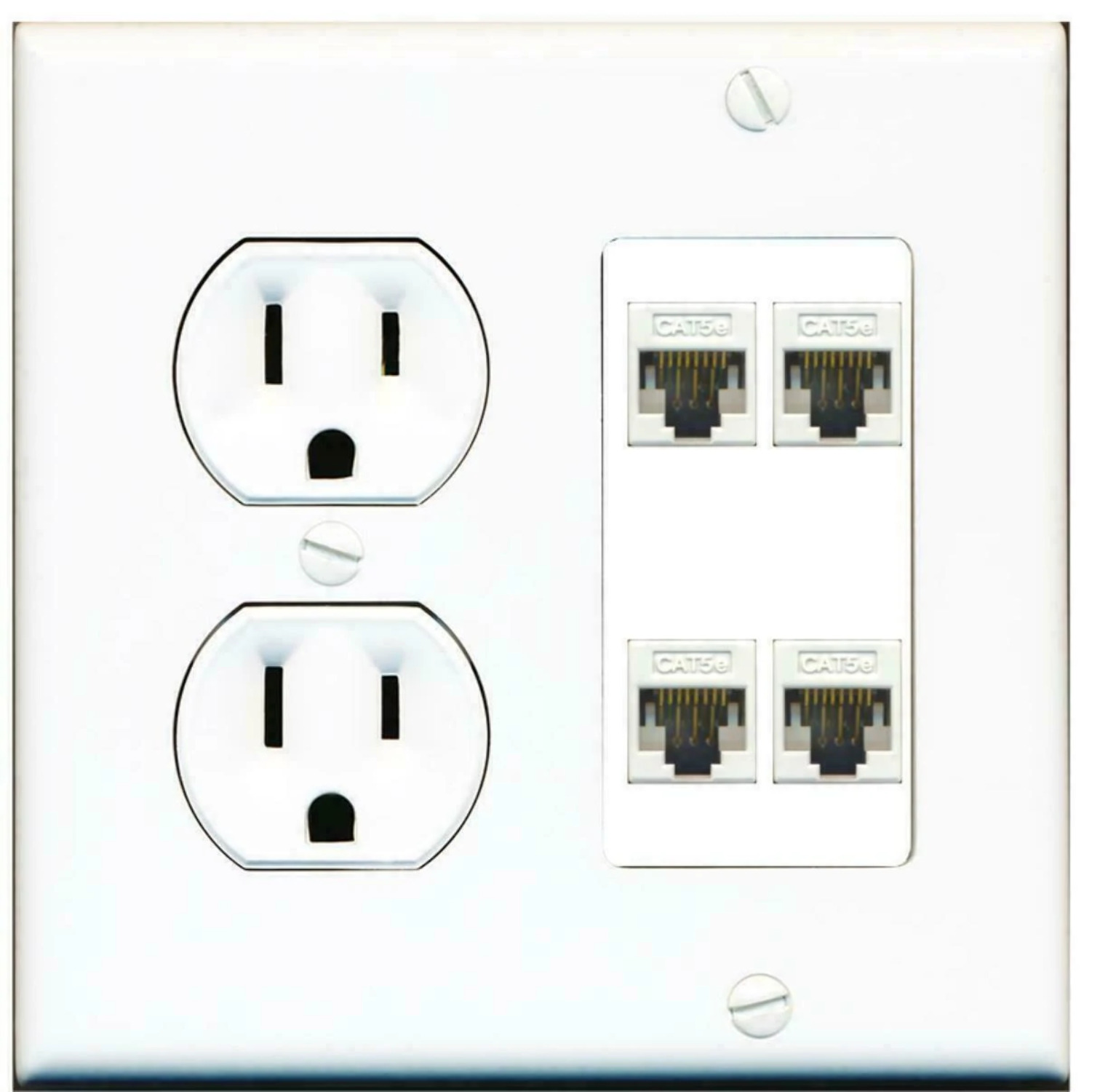 Ultra Spec Cables 15 Amp Duplex Round Power Outlet 4 Port Cat5e