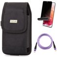 thumbnail image 1 of Case Belt Clip & Purple 10ft PD Cable & Privacy Screen Protector for Samsung Galaxy S22 (6.1") - Rugged Holster & Type-C to USB-C Fast Charger Cord & TPU Film Fingerprint Works Accessory Bundle, 1 of 17