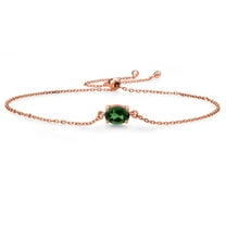 Gem Stone King 18K Rose Gold Plated Silver Emerald Envy Mystic Topaz Solitaire Bracelet for Women (0.80 Cttw, Oval Cut 7x5mm)