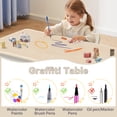 thumbnail image 5 of Kids Table and 2 Chairs Set, Height-Adjustable Toddler Table and Chair Set with Graffiti Desktop, 31.5''L x 23.6''W Children Activity Table for Daycare, Classroom, Home, 5 of 9