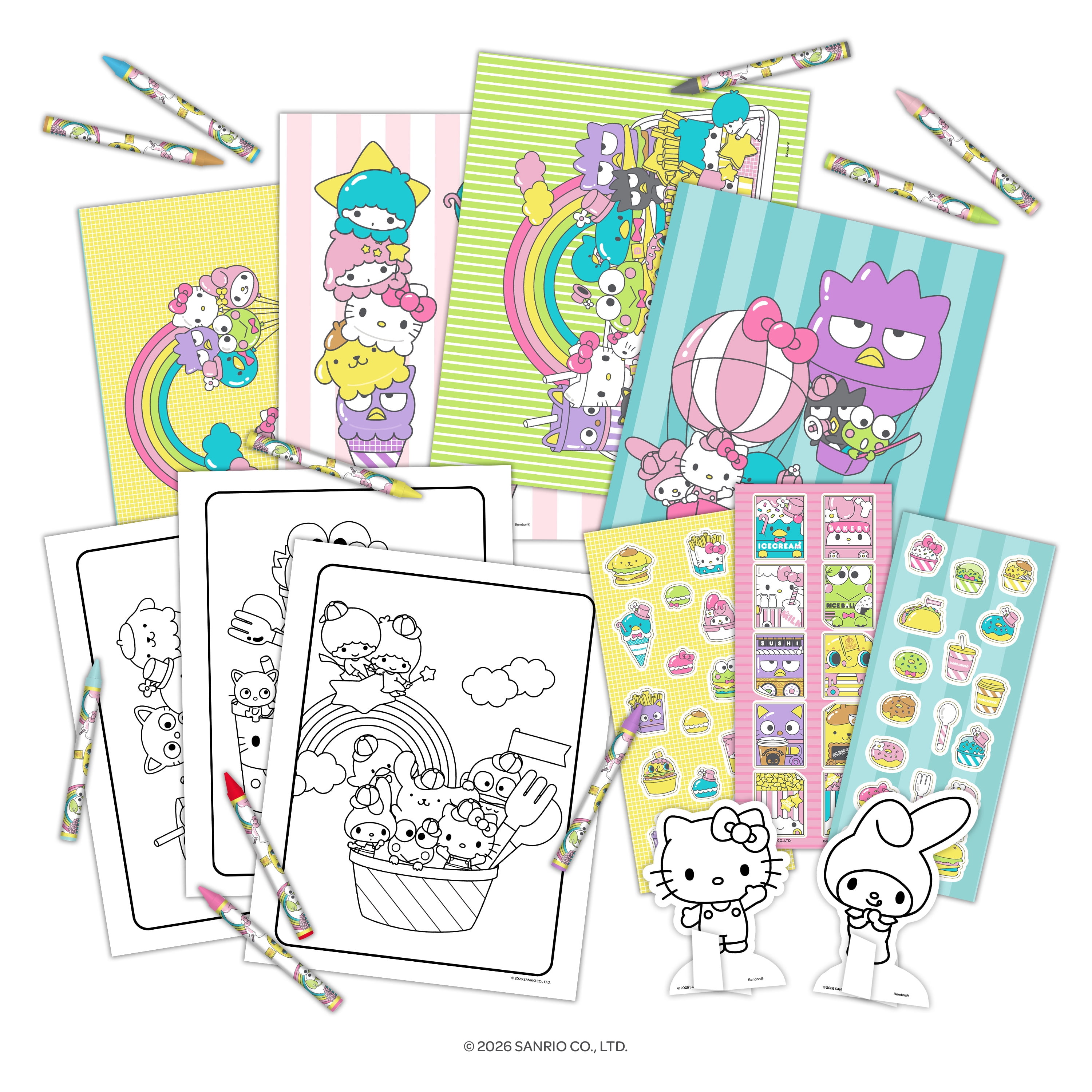 Hello Kitty Gift Set with Coloring Book, Posters, Stickers, Crayons, Punch-Out Characters