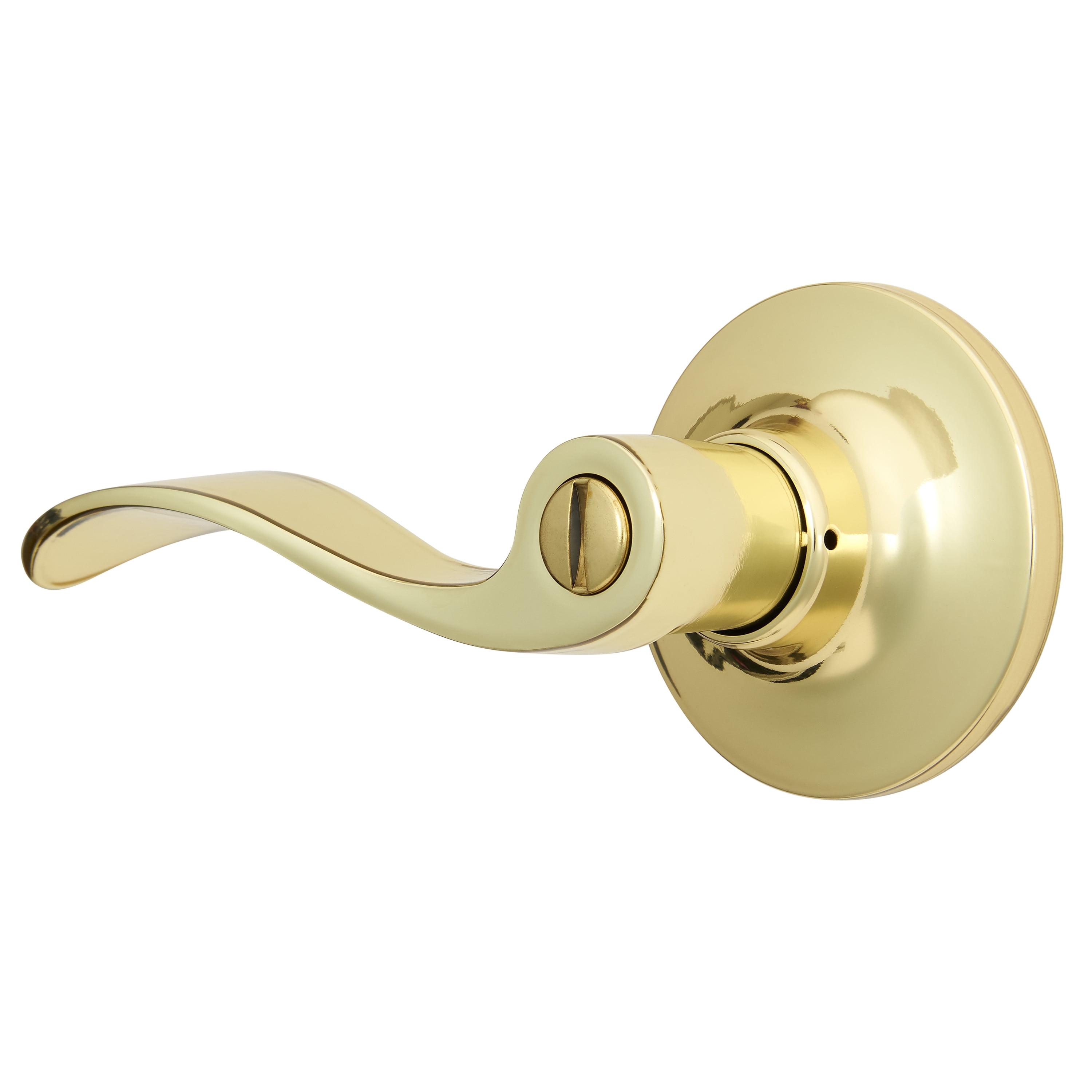 Brinks, Privacy, Bed/Bath, Wave Style Door Lever, Polished Brass Finish