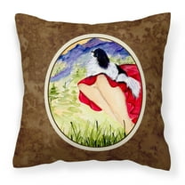 Carolines Treasures SS8524PW1414 Lady with her Japanese Chin Fabric Decorative Pillow, 14Hx14W, multicolor