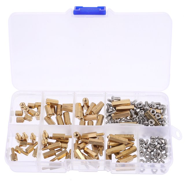 MasteelfCA Kit d'Assortiment de 180 Pcs/ensemble Colonne Hexagonale en Laiton avec Écrou à Vis et Boîte
